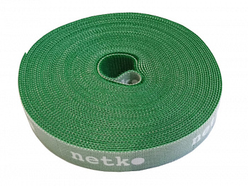 Netko Лента-липучка многоразовая 20мм*10м, с насечками для отрыва (каждые 2 см), зеленая Optima