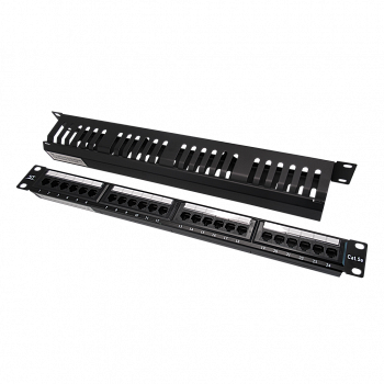 Space Technology (ST-PP24-01+ST-1U/24) Патч-панель с кабельным органайзером в КОМПЛЕКТЕ Space Technology (ST-PP24-01+ST-1U/24) Патч-панель с кабельным органайзером в КОМПЛЕКТЕ