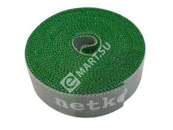 Netko Лента-липучка многоразовая 20мм*3м, с насечками для отрыва (каждые 2 см), зеленая Optima